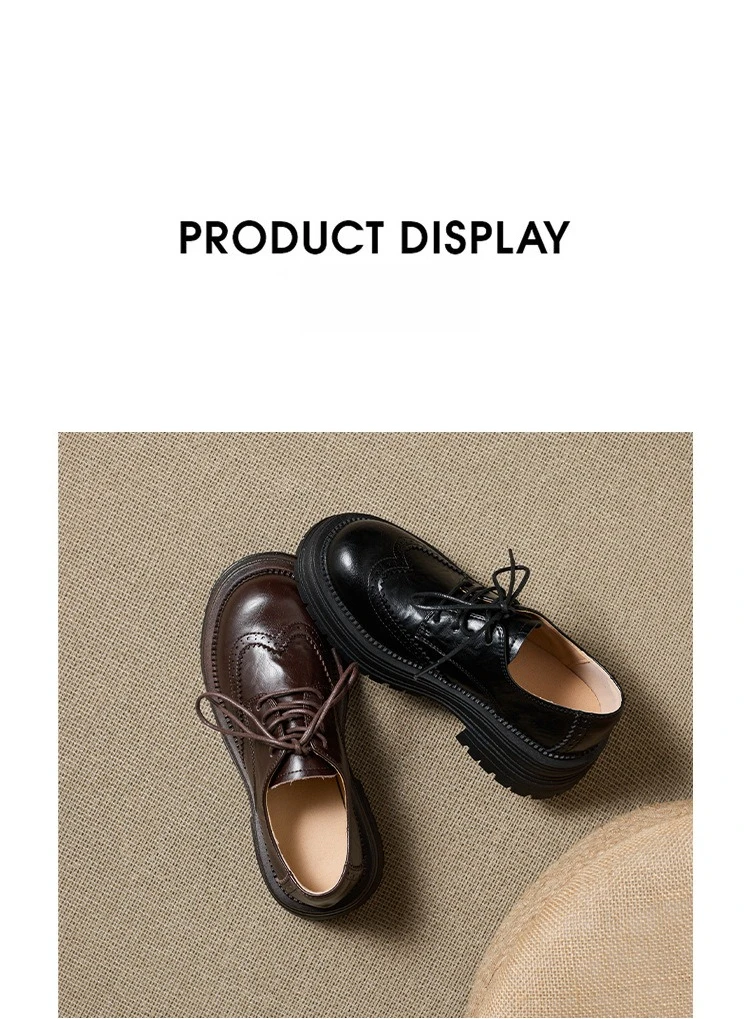 Genuine Leather Women's Oxford Shoes Luxury Handmade 2026 Autumn New Fashion British Style Elegant Black Casual Shoes Woman