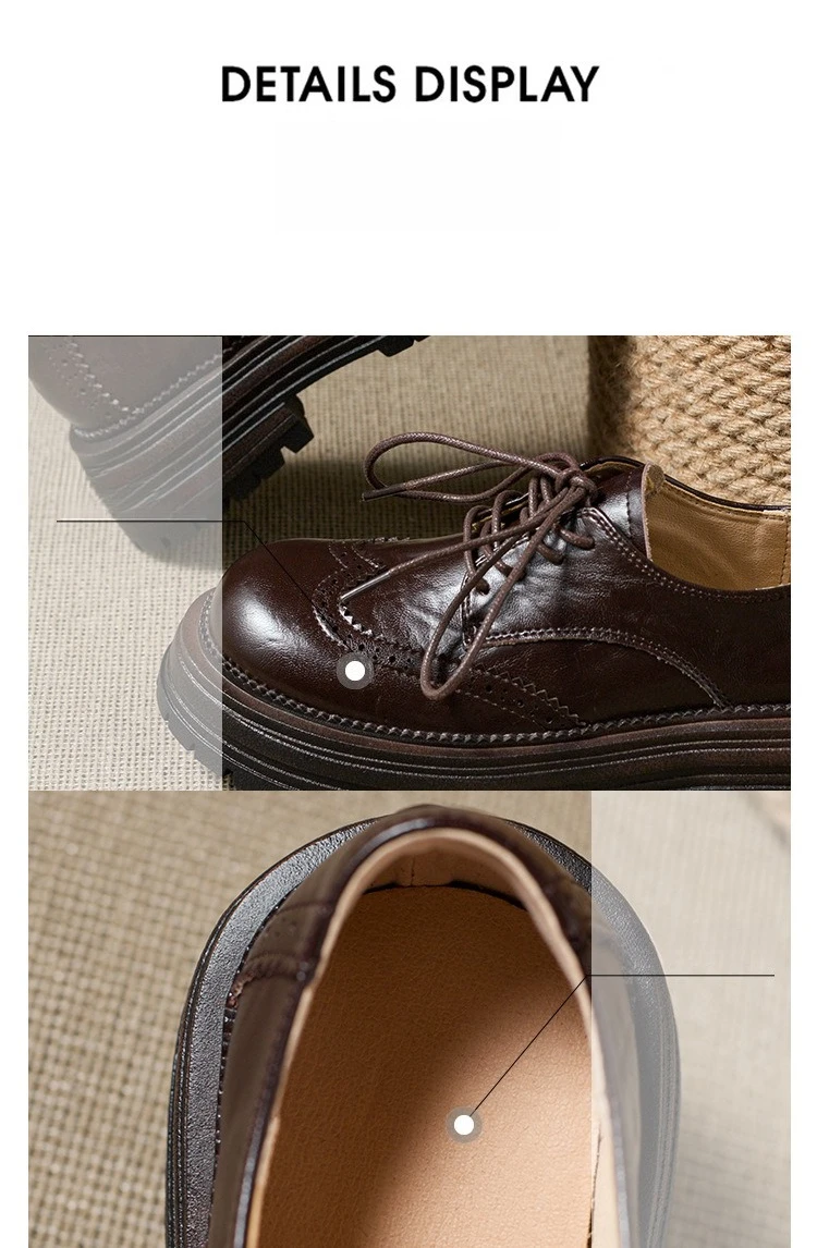 Genuine Leather Women's Oxford Shoes Luxury Handmade 2026 Autumn New Fashion British Style Elegant Black Casual Shoes Woman