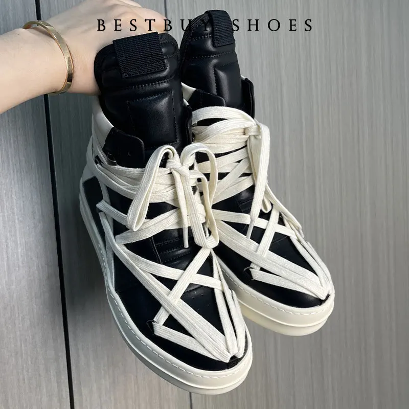Size 38-46 Cross Strap High Top Sneakers PlatformMen's Casual Boot Shoes Women Sneakers Designer Flats Ankle Botas
