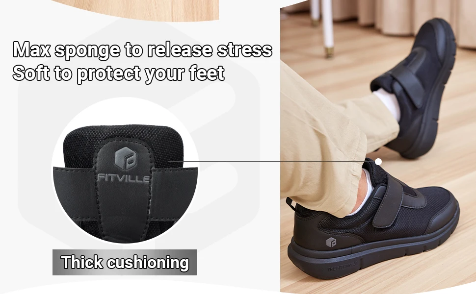 FitVille Men's Extra Wide Width Diabetic Shoes Lightweight Walking Casual Shoes for Swollen Feet Neuropathy Pain Relief