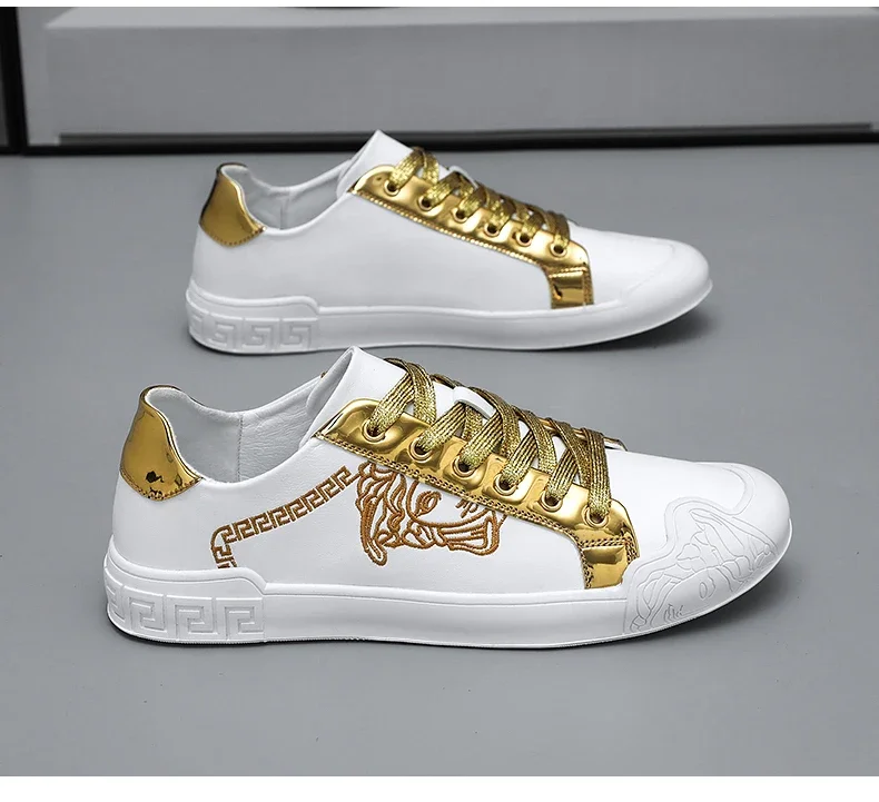 Men's Leather Shoes Casual Comfort Cricket Shoes Fashion Sneakers For Men Lightweight Driving Shoes