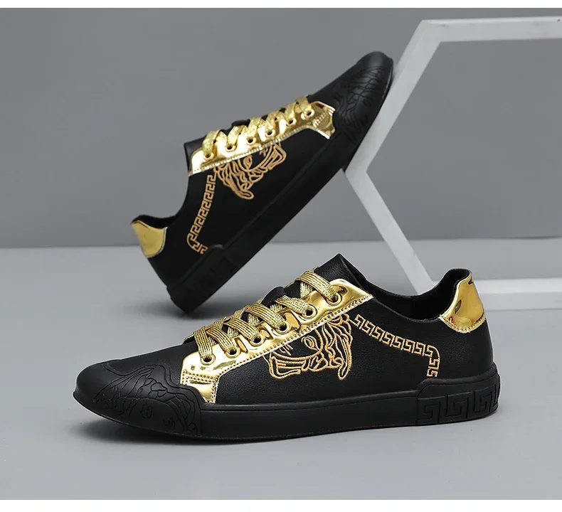 Men's Leather Shoes Casual Comfort Cricket Shoes Fashion Sneakers For Men Lightweight Driving Shoes