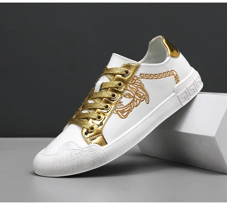 Men's Leather Shoes Casual Comfort Cricket Shoes Fashion Sneakers For Men Lightweight Driving Shoes