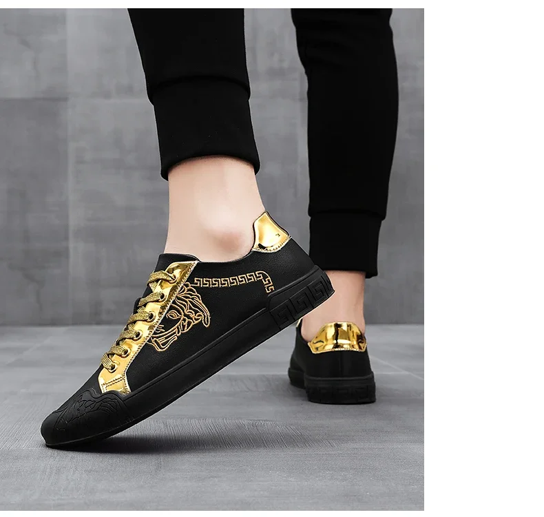 Men's Leather Shoes Casual Comfort Cricket Shoes Fashion Sneakers For Men Lightweight Driving Shoes