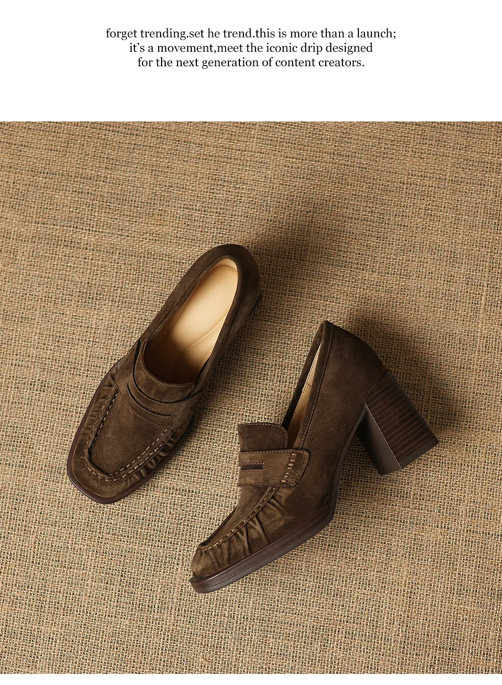 2026 spring summer women pumps natural leather 22-25cm kid suede+cowhide+pigskin round toe thick high heel loafers women shoes