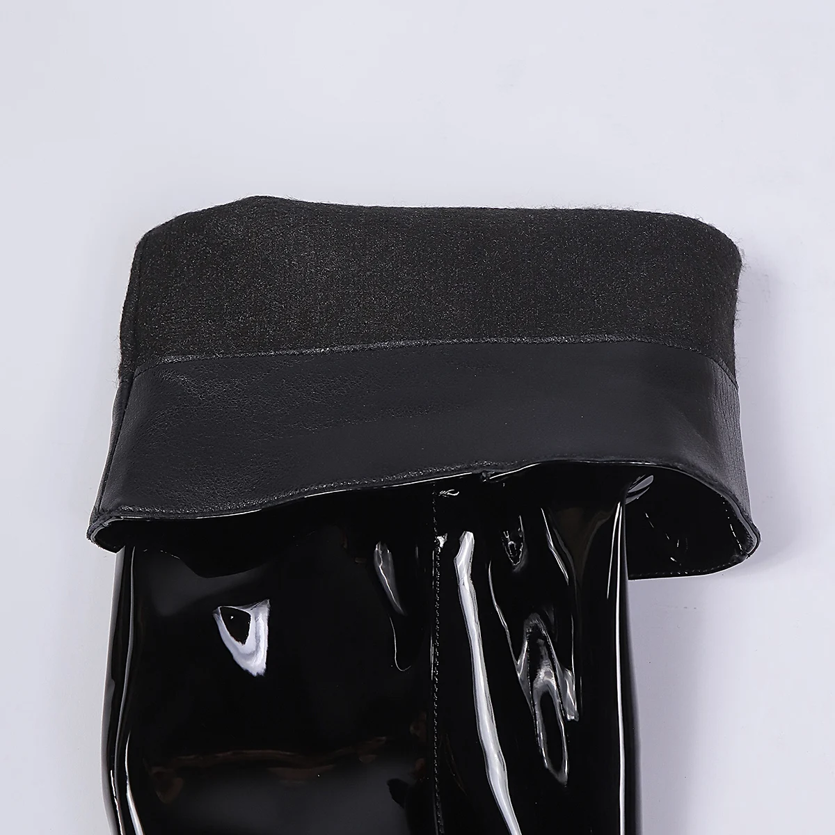 Women Patent Leather Over The Knee Boots, Pointed Toe Stiletto Heel, Side Zipper Sexy Thigh High Party Ladies Black Long Boots