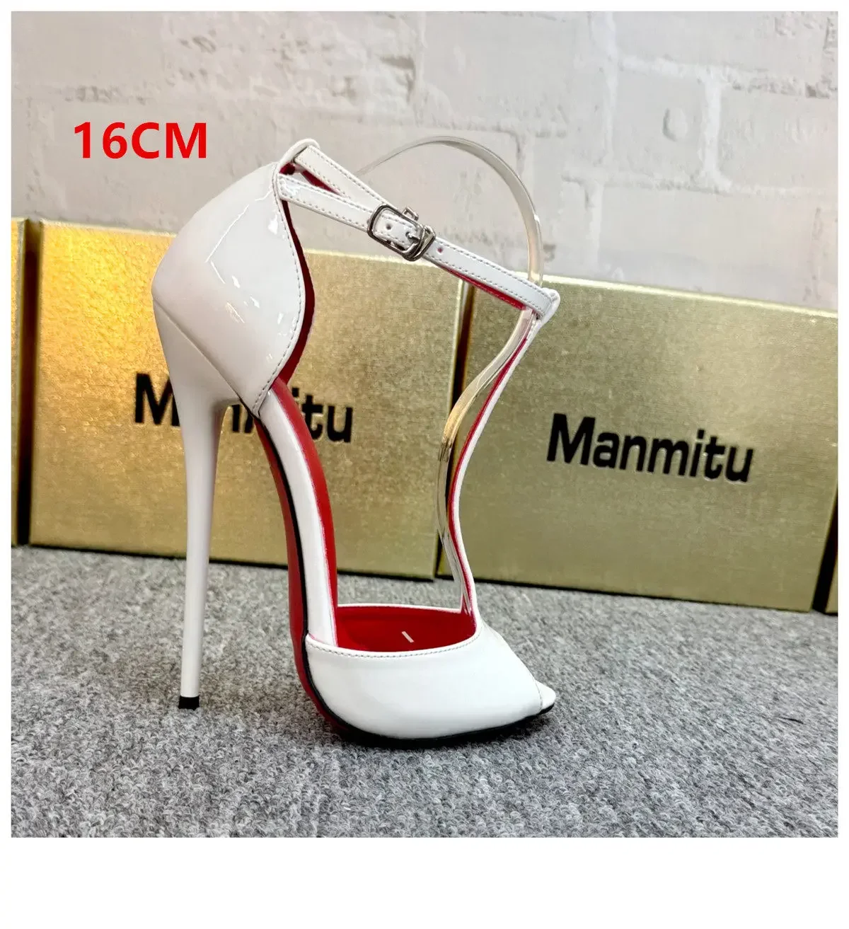 New 12cm Pointed Slender Heel T-shaped Fish Mouth High-heeled Shoes with A Single Buckle and Exposed Toe Sexy Sandals