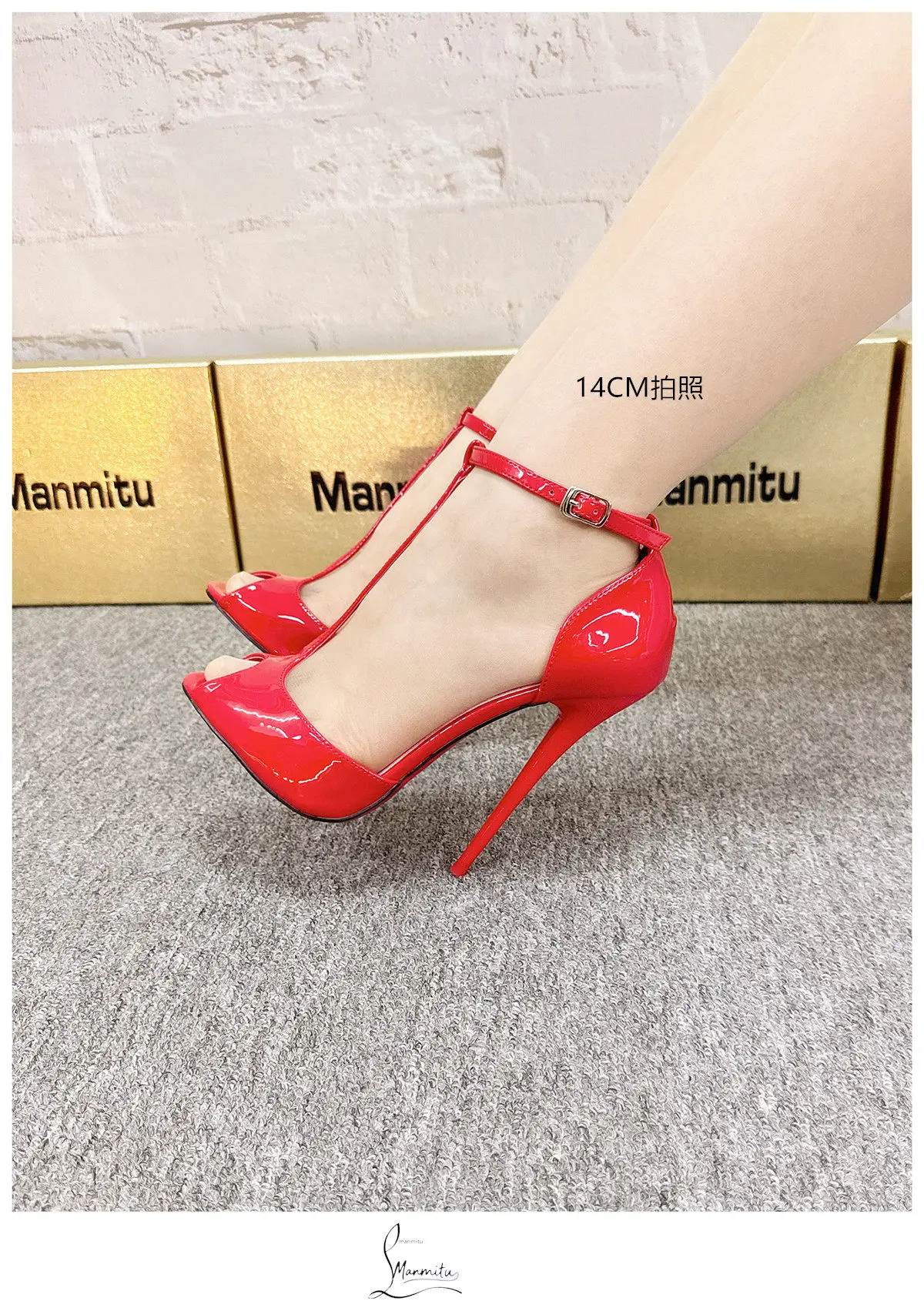 New 12cm Pointed Slender Heel T-shaped Fish Mouth High-heeled Shoes with A Single Buckle and Exposed Toe Sexy Sandals