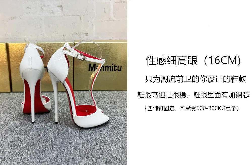 New 12cm Pointed Slender Heel T-shaped Fish Mouth High-heeled Shoes with A Single Buckle and Exposed Toe Sexy Sandals
