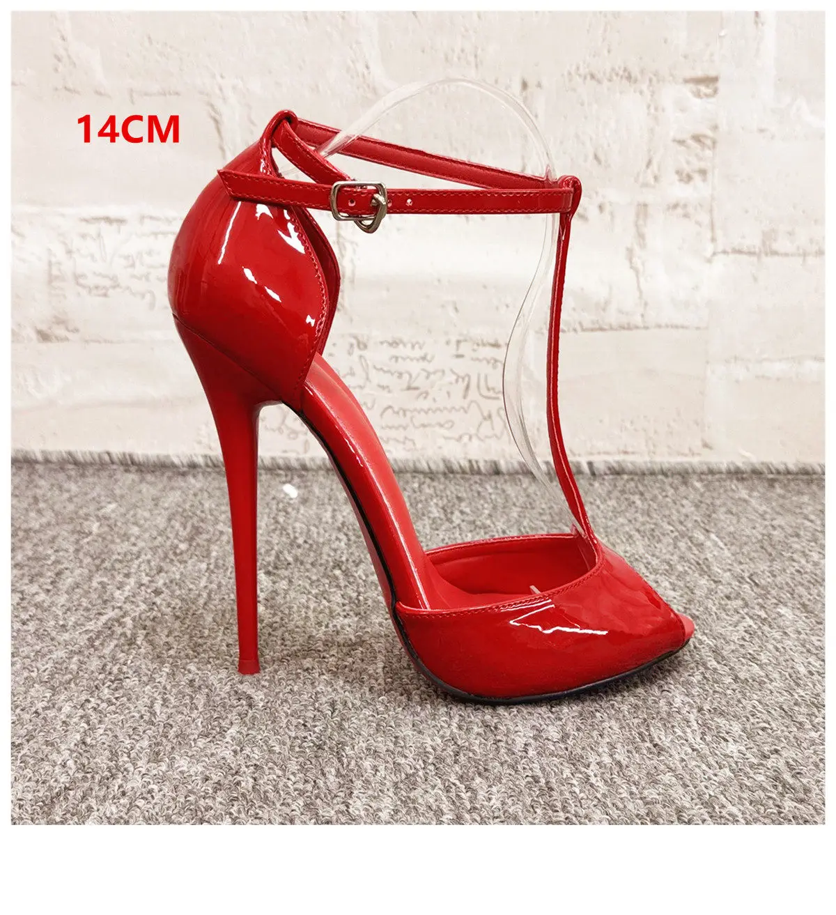 New 12cm Pointed Slender Heel T-shaped Fish Mouth High-heeled Shoes with A Single Buckle and Exposed Toe Sexy Sandals