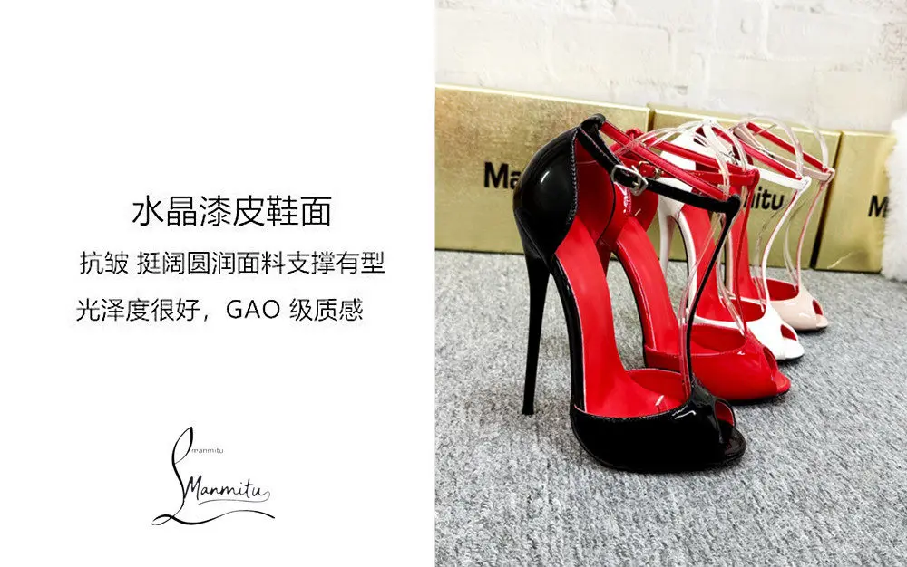 New 12cm Pointed Slender Heel T-shaped Fish Mouth High-heeled Shoes with A Single Buckle and Exposed Toe Sexy Sandals