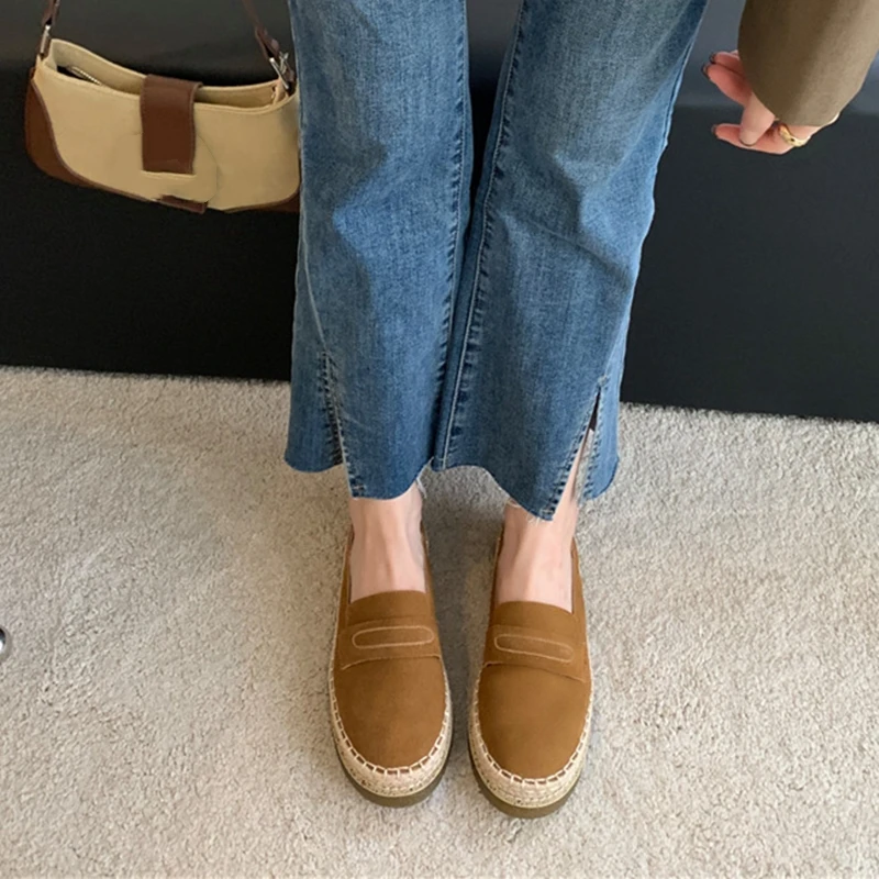 AIYUQI 2026 New Women's Loafers Shoe Flat Nonslip Comfortable Boat Shoes Women Fashionable Woven Fisherman's female Shoes