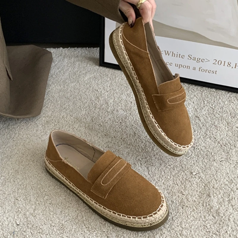AIYUQI 2026 New Women's Loafers Shoe Flat Nonslip Comfortable Boat Shoes Women Fashionable Woven Fisherman's female Shoes