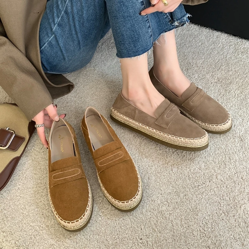 AIYUQI 2026 New Women's Loafers Shoe Flat Nonslip Comfortable Boat Shoes Women Fashionable Woven Fisherman's female Shoes