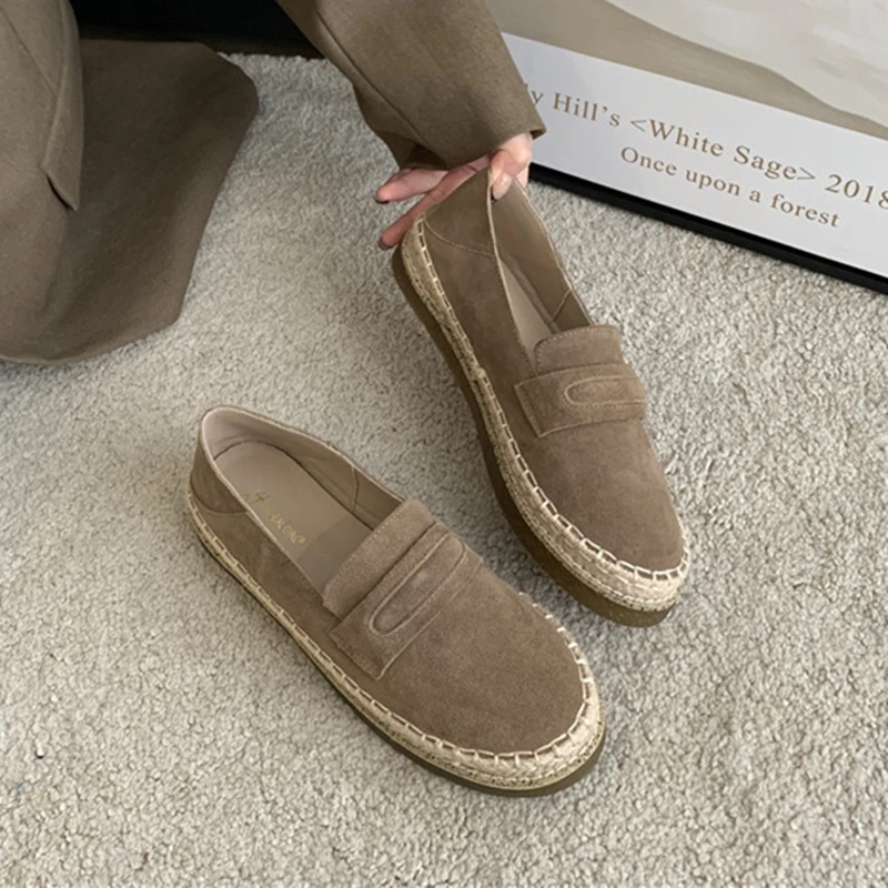 AIYUQI 2026 New Women's Loafers Shoe Flat Nonslip Comfortable Boat Shoes Women Fashionable Woven Fisherman's female Shoes