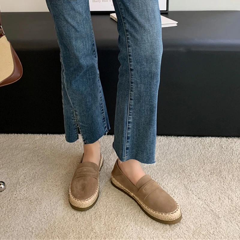 AIYUQI 2026 New Women's Loafers Shoe Flat Nonslip Comfortable Boat Shoes Women Fashionable Woven Fisherman's female Shoes