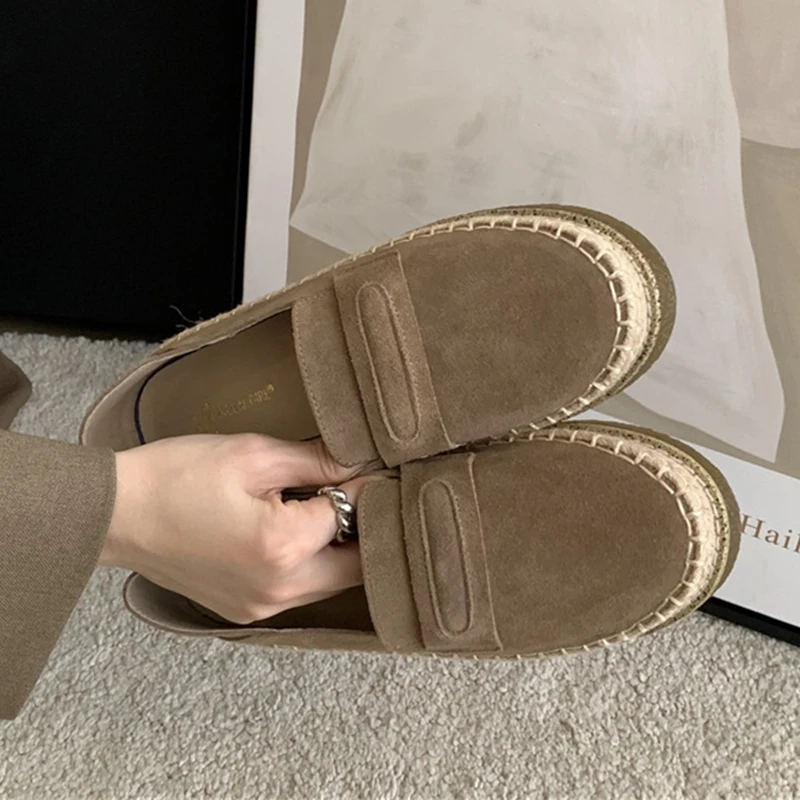 AIYUQI 2026 New Women's Loafers Shoe Flat Nonslip Comfortable Boat Shoes Women Fashionable Woven Fisherman's female Shoes