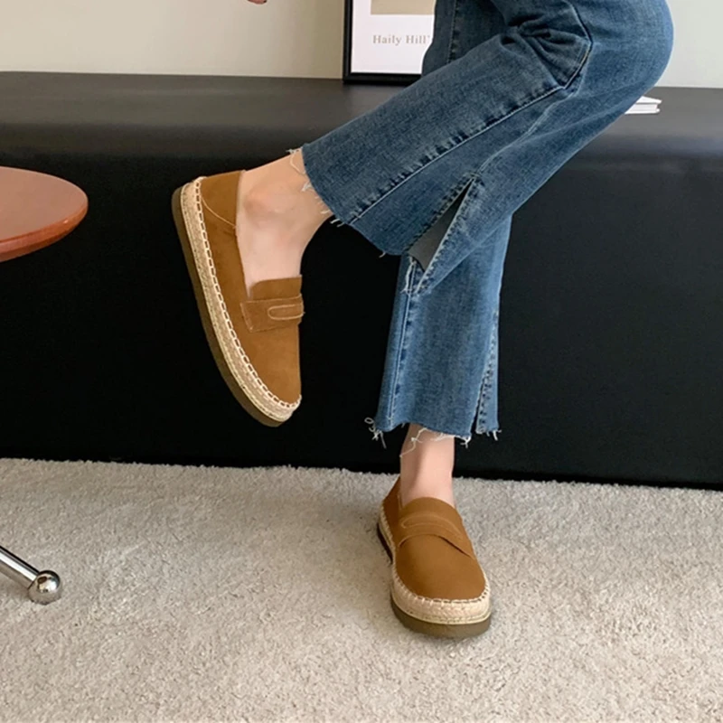AIYUQI 2026 New Women's Loafers Shoe Flat Nonslip Comfortable Boat Shoes Women Fashionable Woven Fisherman's female Shoes