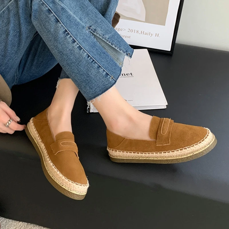 AIYUQI 2026 New Women's Loafers Shoe Flat Nonslip Comfortable Boat Shoes Women Fashionable Woven Fisherman's female Shoes