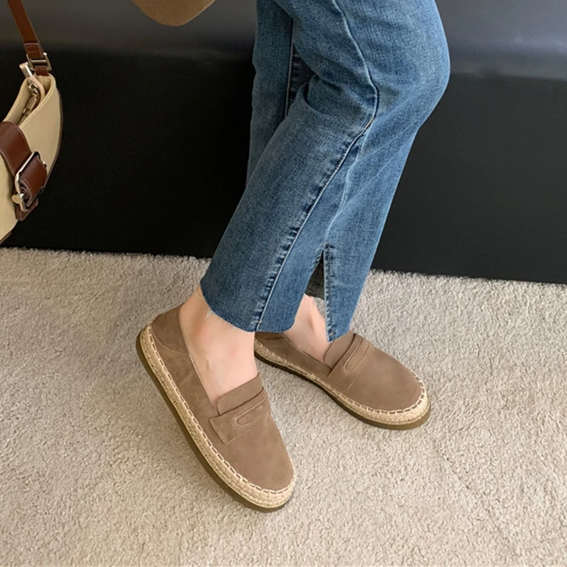 AIYUQI 2026 New Women's Loafers Shoe Flat Nonslip Comfortable Boat Shoes Women Fashionable Woven Fisherman's female Shoes