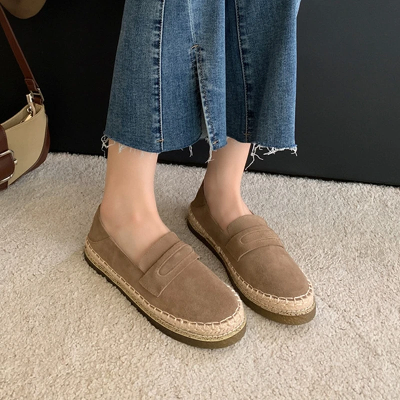 AIYUQI 2026 New Women's Loafers Shoe Flat Nonslip Comfortable Boat Shoes Women Fashionable Woven Fisherman's female Shoes