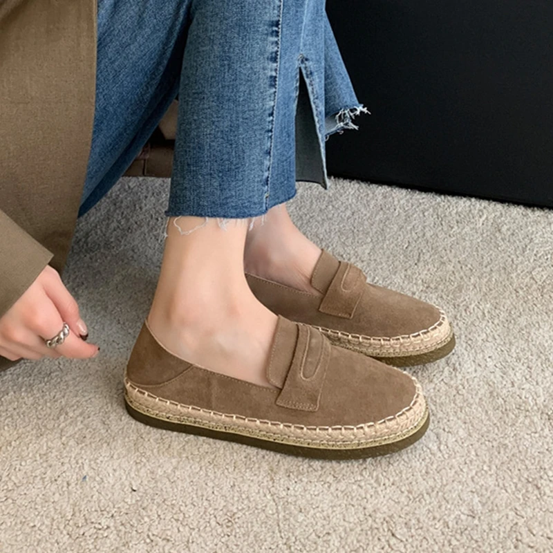 AIYUQI 2026 New Women's Loafers Shoe Flat Nonslip Comfortable Boat Shoes Women Fashionable Woven Fisherman's female Shoes