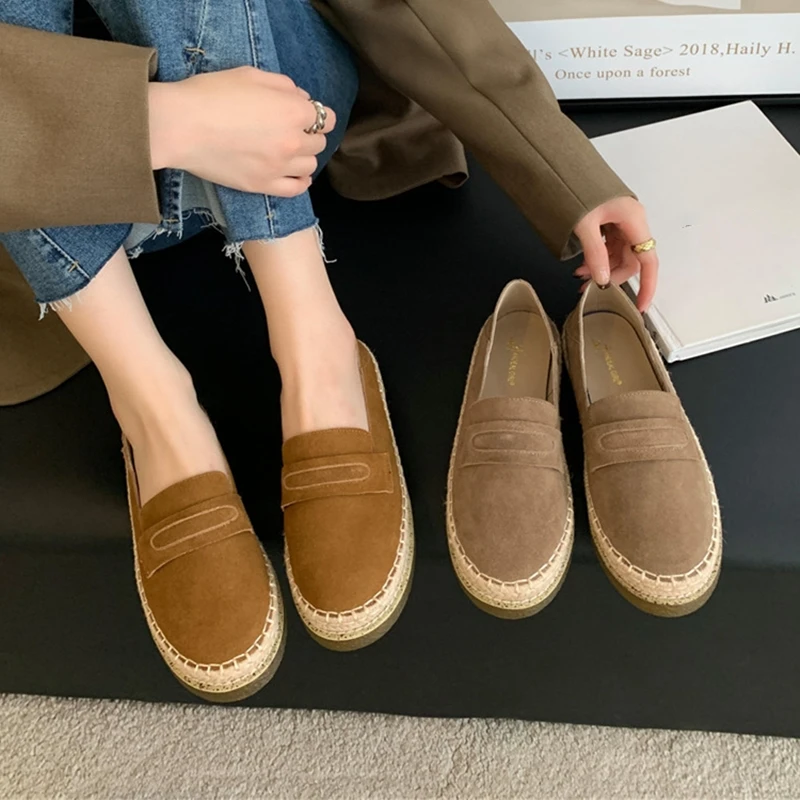 AIYUQI 2026 New Women's Loafers Shoe Flat Nonslip Comfortable Boat Shoes Women Fashionable Woven Fisherman's female Shoes