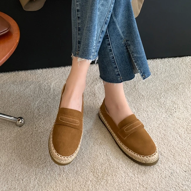 AIYUQI 2026 New Women's Loafers Shoe Flat Nonslip Comfortable Boat Shoes Women Fashionable Woven Fisherman's female Shoes