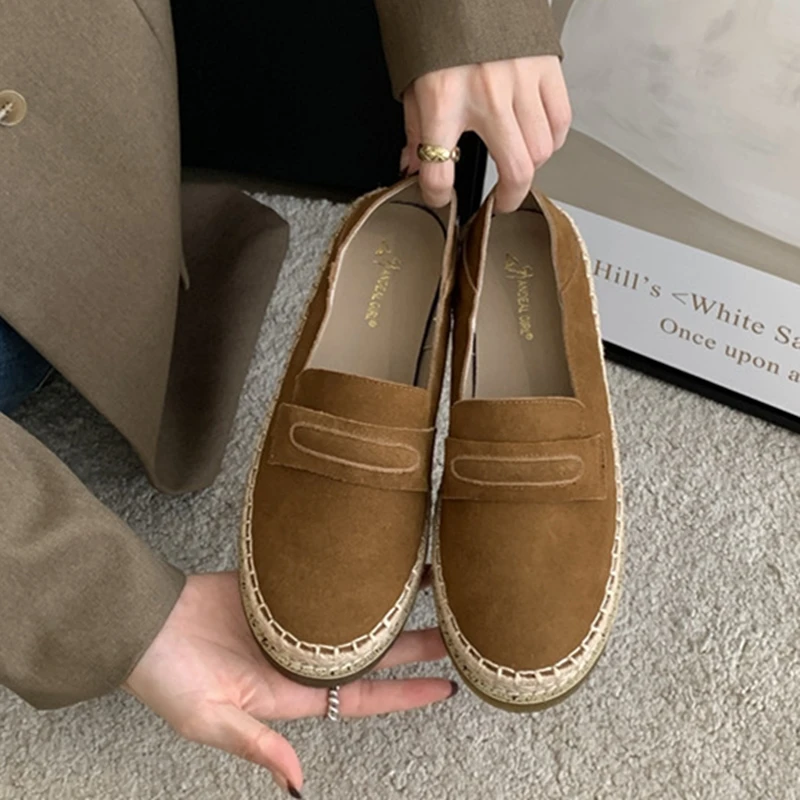 AIYUQI 2026 New Women's Loafers Shoe Flat Nonslip Comfortable Boat Shoes Women Fashionable Woven Fisherman's female Shoes