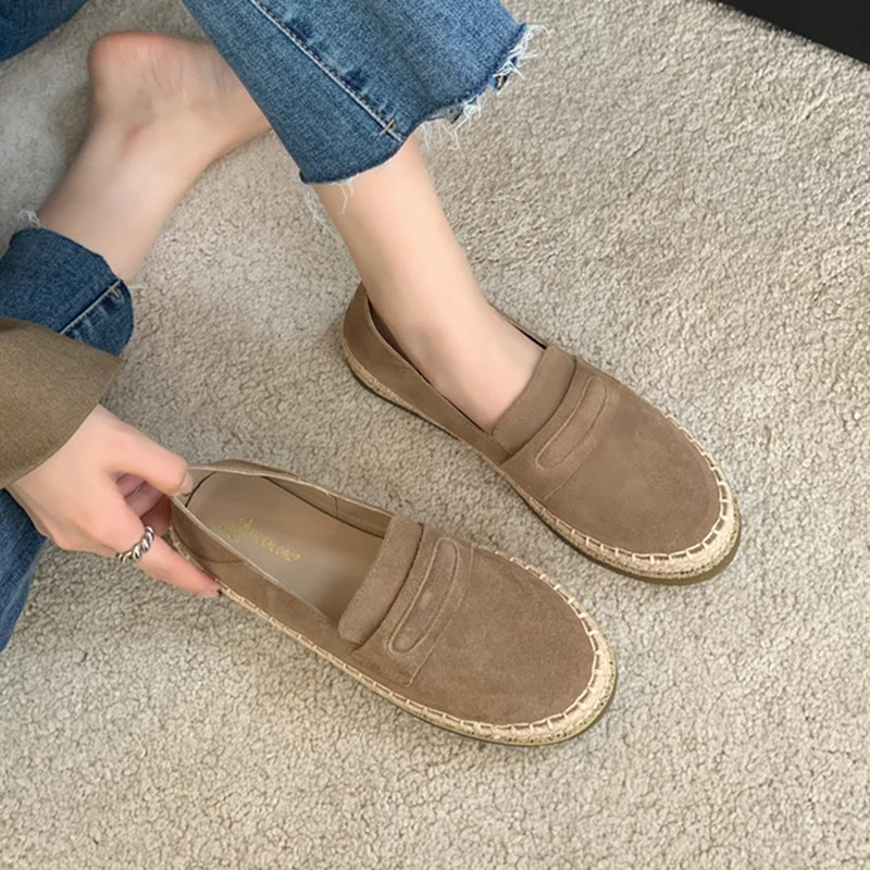 AIYUQI 2026 New Women's Loafers Shoe Flat Nonslip Comfortable Boat Shoes Women Fashionable Woven Fisherman's female Shoes