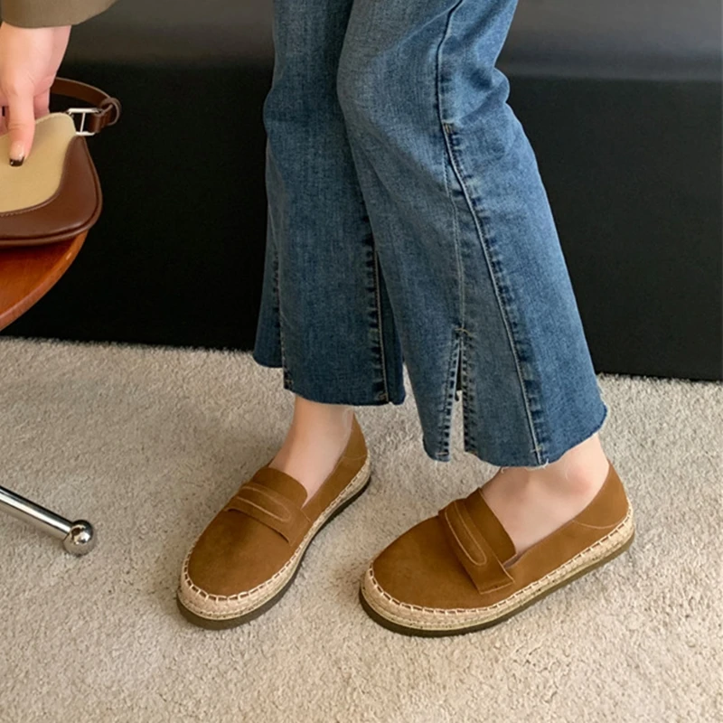 AIYUQI 2026 New Women's Loafers Shoe Flat Nonslip Comfortable Boat Shoes Women Fashionable Woven Fisherman's female Shoes