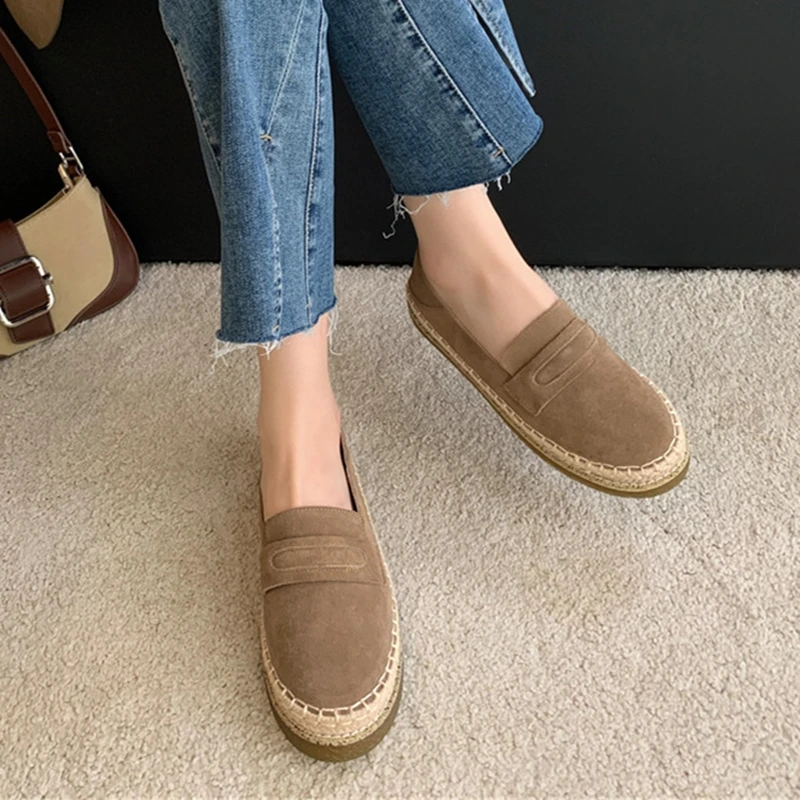 AIYUQI 2026 New Women's Loafers Shoe Flat Nonslip Comfortable Boat Shoes Women Fashionable Woven Fisherman's female Shoes