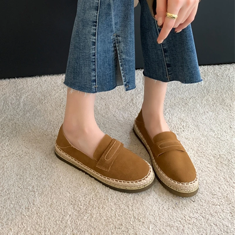 AIYUQI 2026 New Women's Loafers Shoe Flat Nonslip Comfortable Boat Shoes Women Fashionable Woven Fisherman's female Shoes