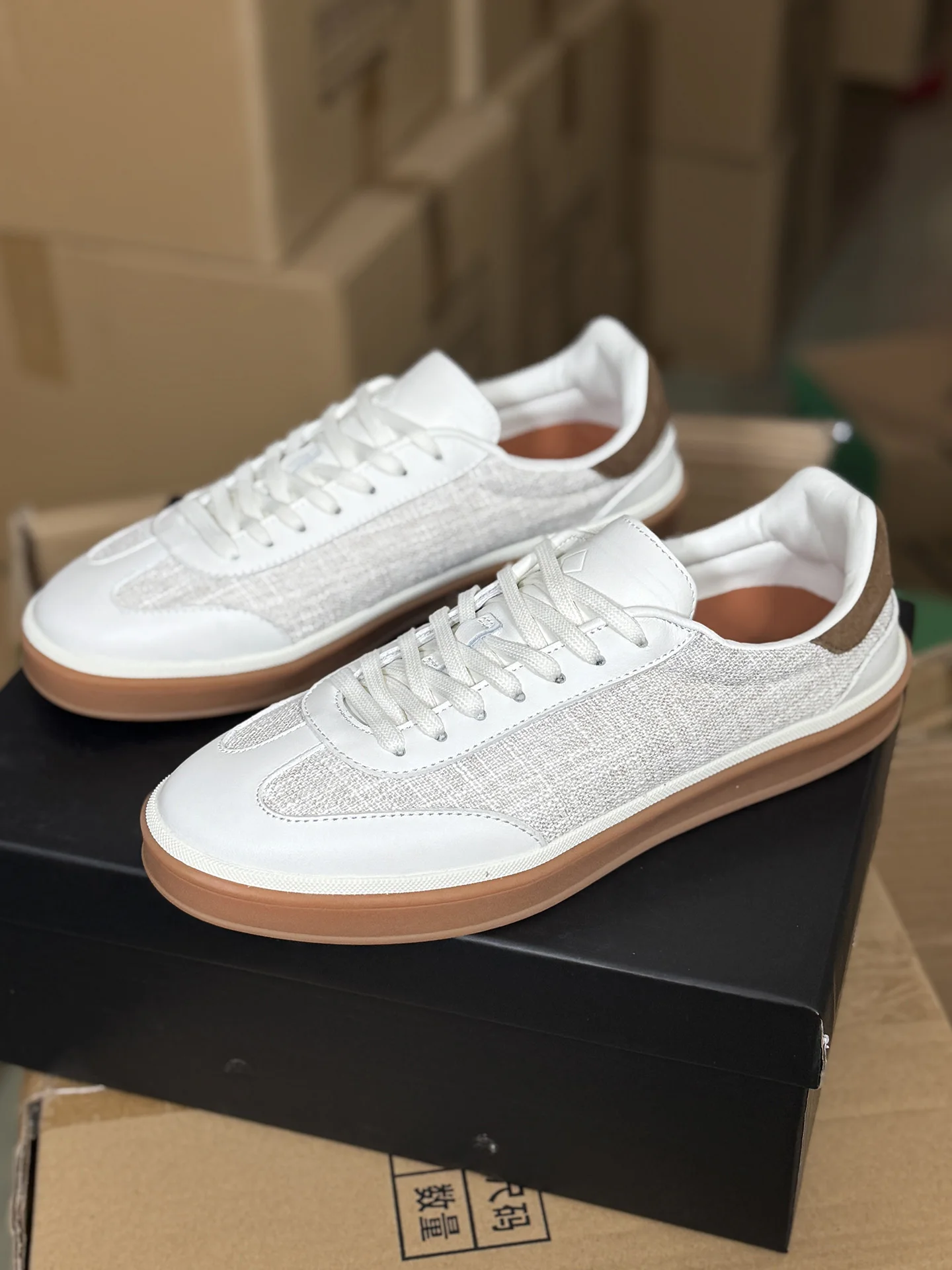 Summer Linen GAT Sneakers Vintage Old Money German Army Trainers White Genuine Leather Breathable Soft Casual Board Shoes