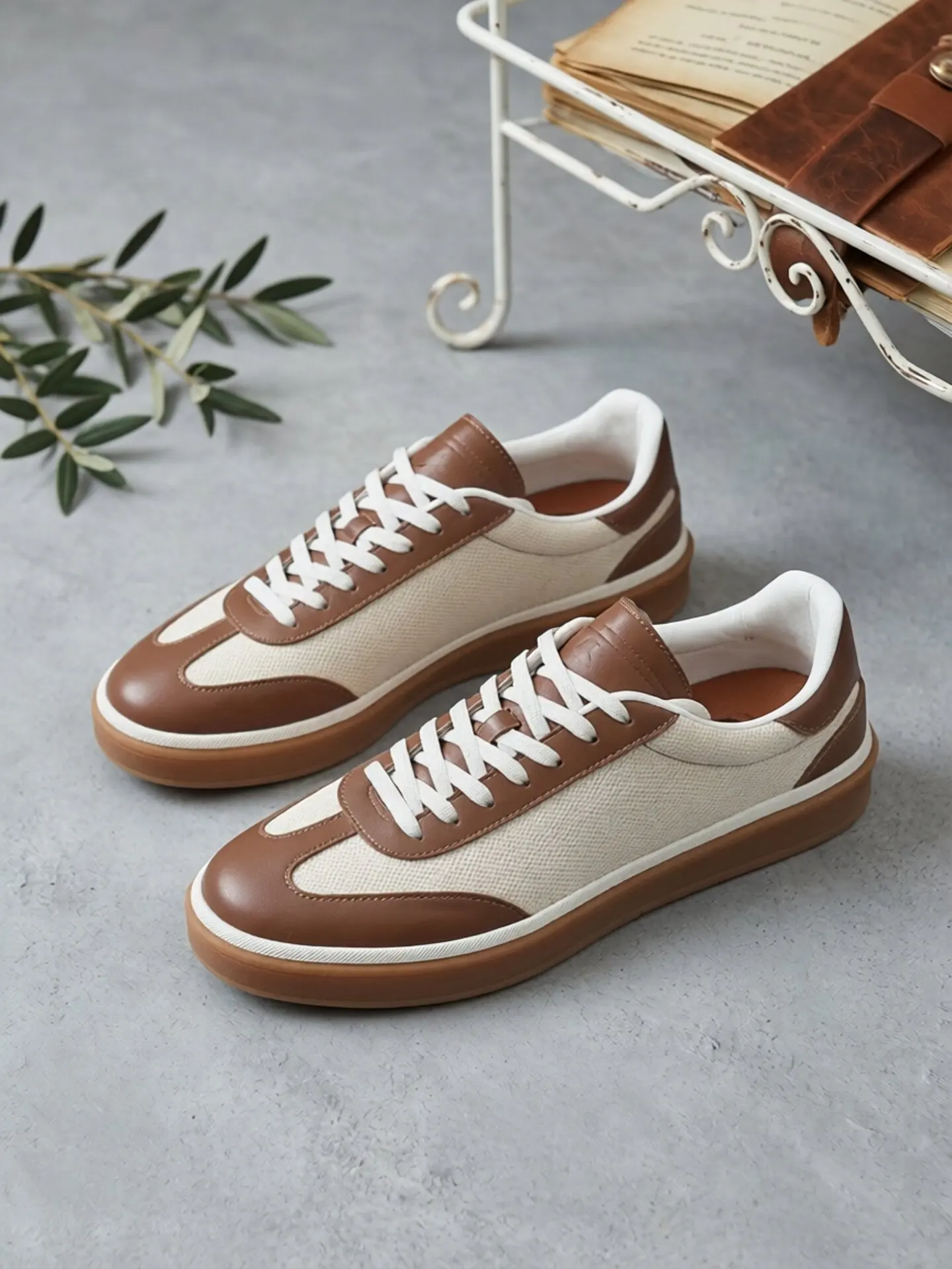 Summer Linen GAT Sneakers Vintage Old Money German Army Trainers White Genuine Leather Breathable Soft Casual Board Shoes