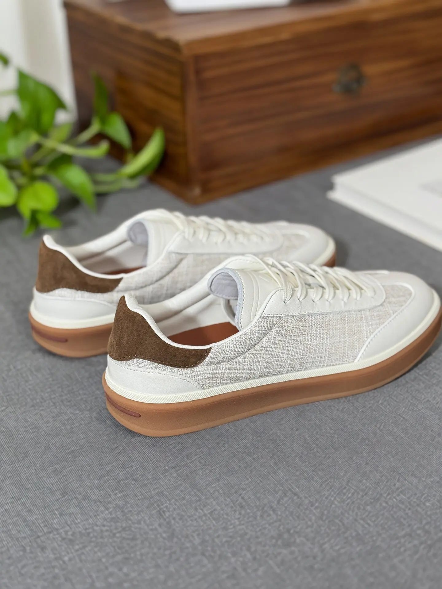 Summer Linen GAT Sneakers Vintage Old Money German Army Trainers White Genuine Leather Breathable Soft Casual Board Shoes