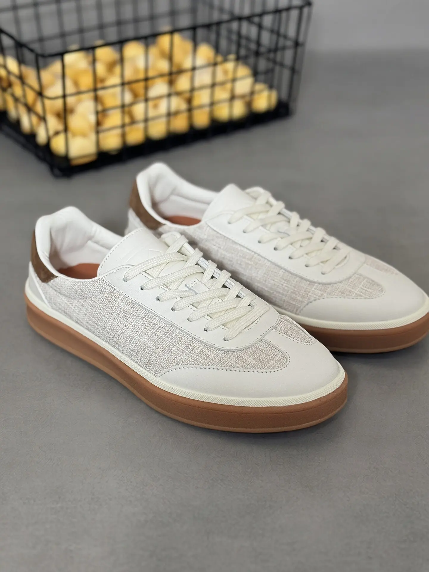 Summer Linen GAT Sneakers Vintage Old Money German Army Trainers White Genuine Leather Breathable Soft Casual Board Shoes
