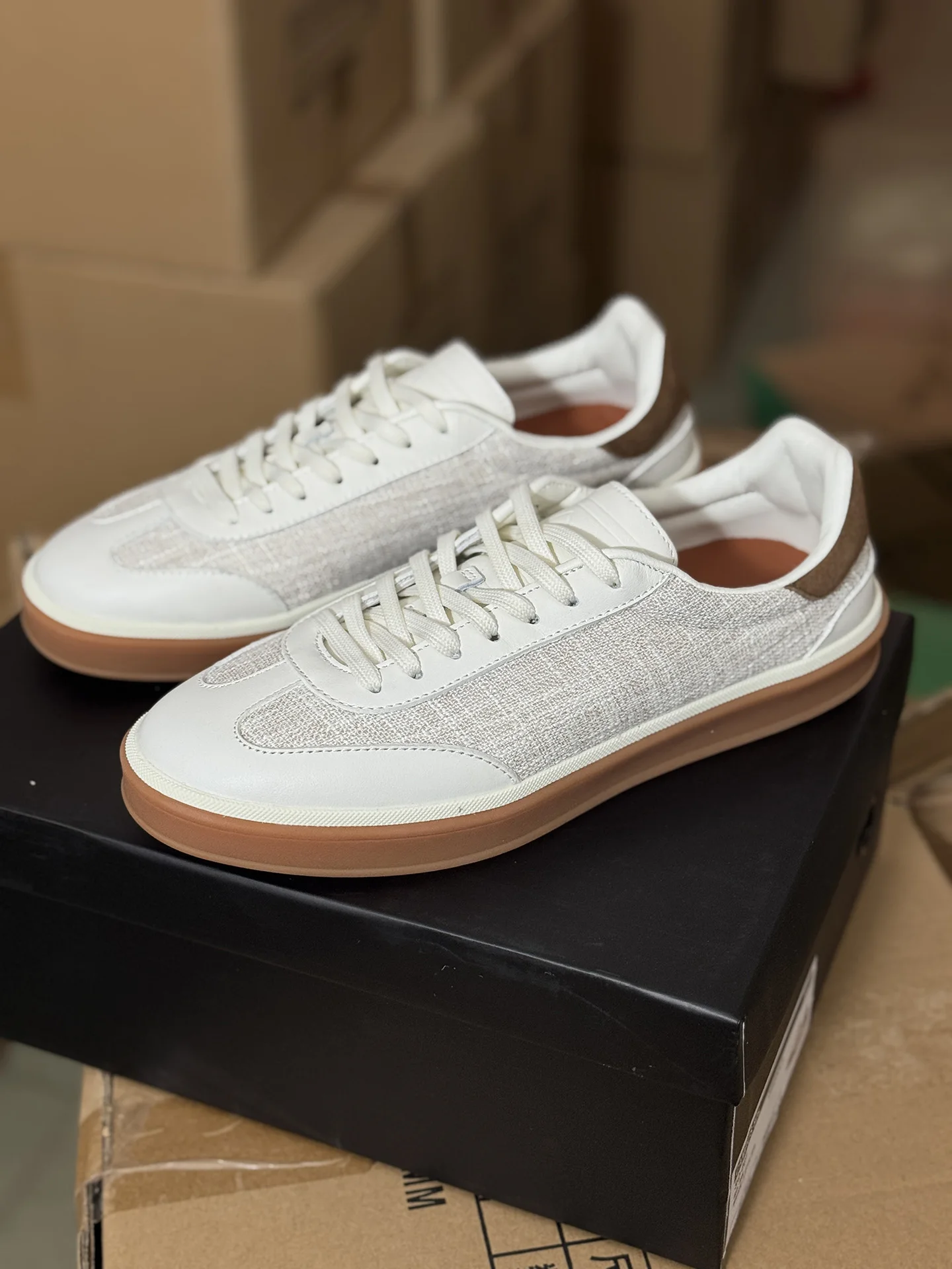 Summer Linen GAT Sneakers Vintage Old Money German Army Trainers White Genuine Leather Breathable Soft Casual Board Shoes
