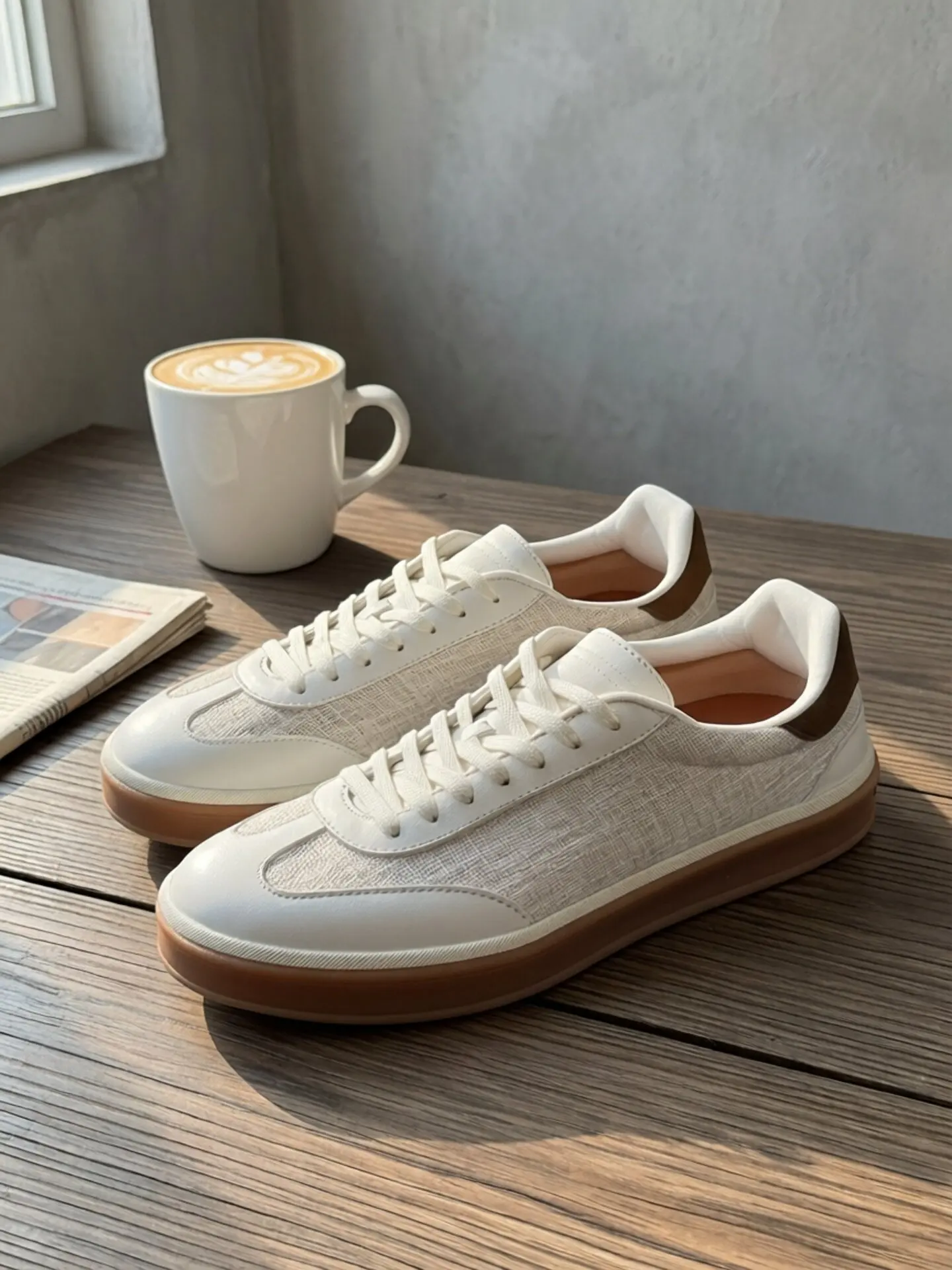 Summer Linen GAT Sneakers Vintage Old Money German Army Trainers White Genuine Leather Breathable Soft Casual Board Shoes