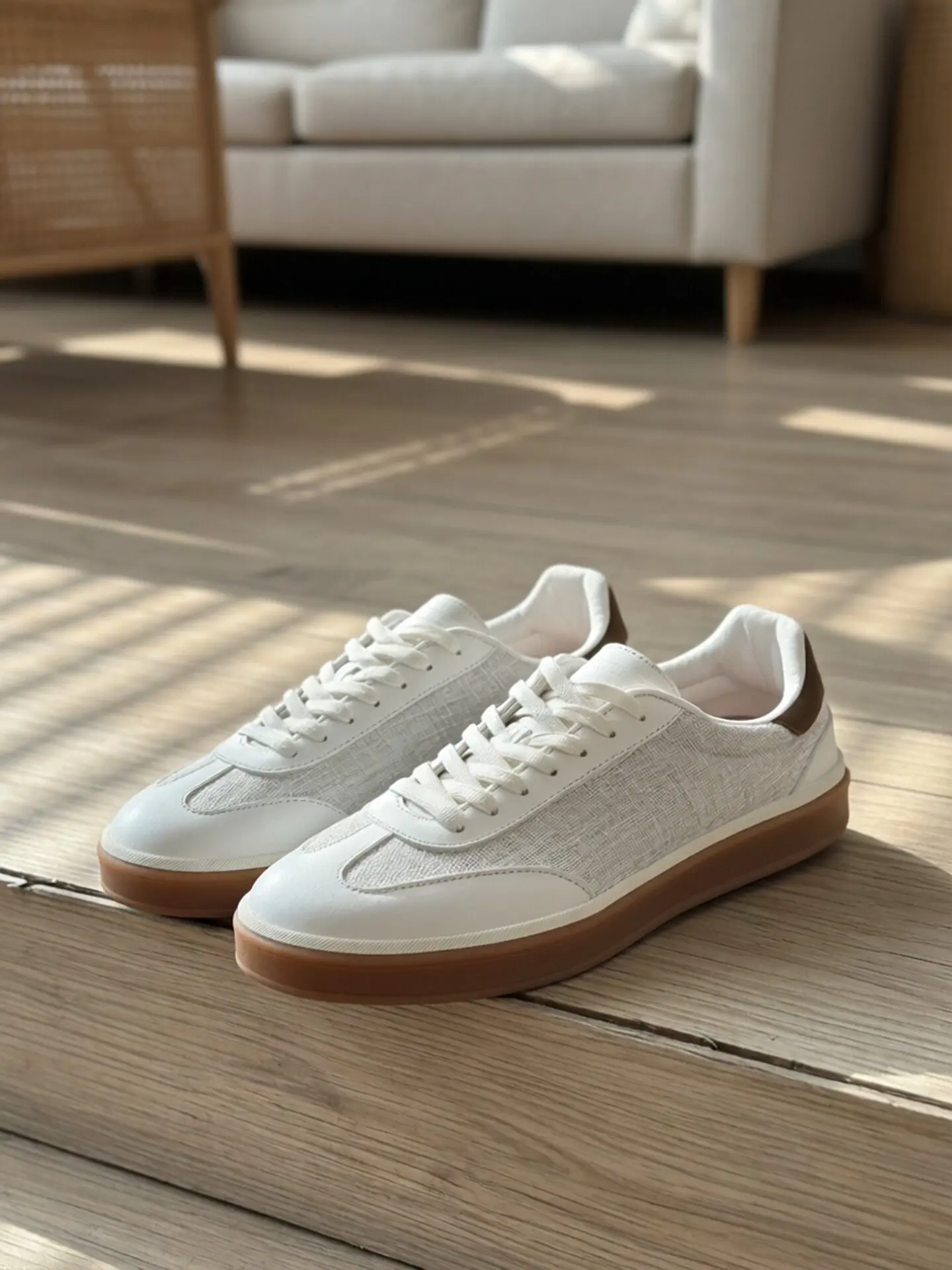 Summer Linen GAT Sneakers Vintage Old Money German Army Trainers White Genuine Leather Breathable Soft Casual Board Shoes