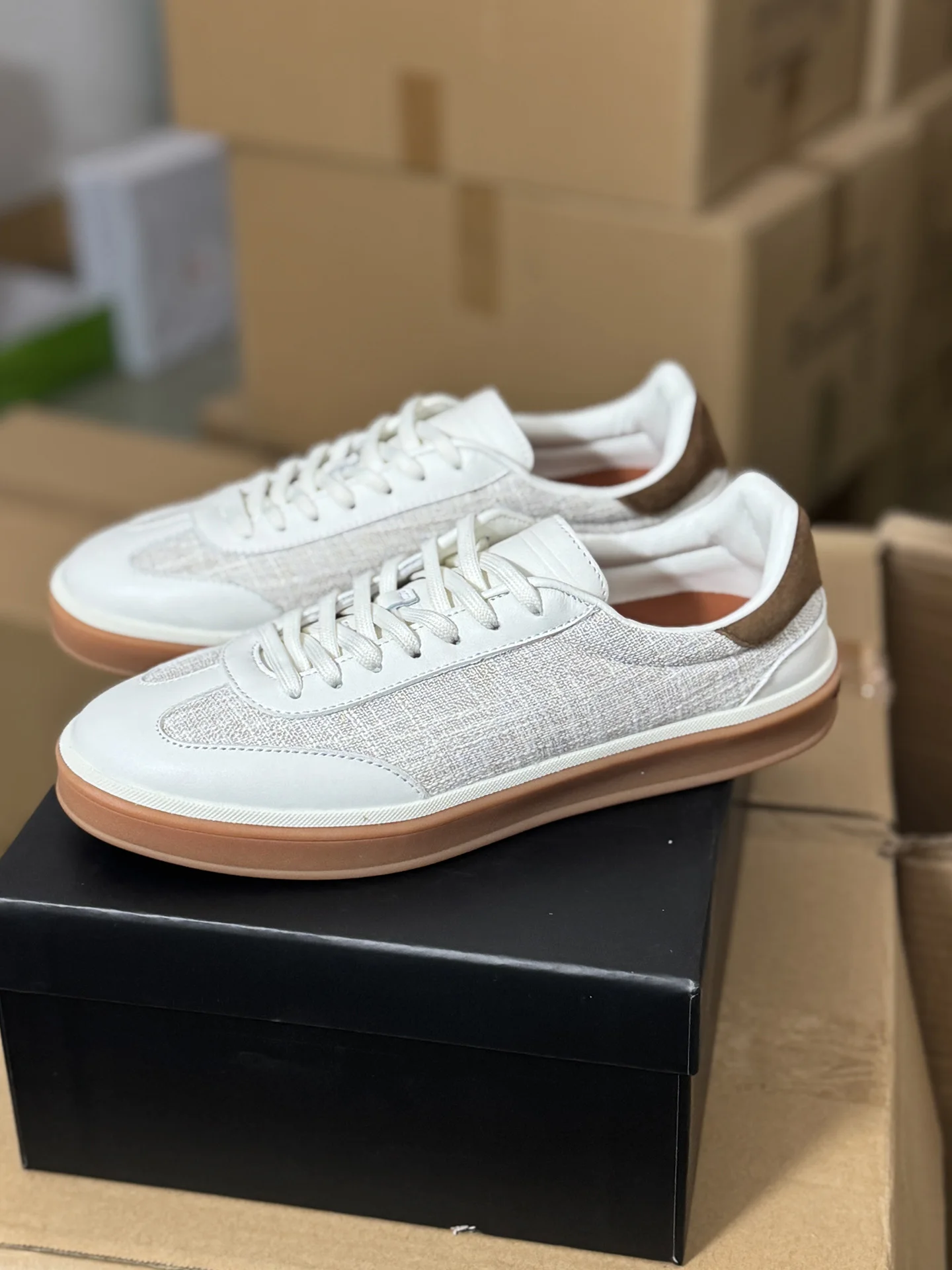 Summer Linen GAT Sneakers Vintage Old Money German Army Trainers White Genuine Leather Breathable Soft Casual Board Shoes
