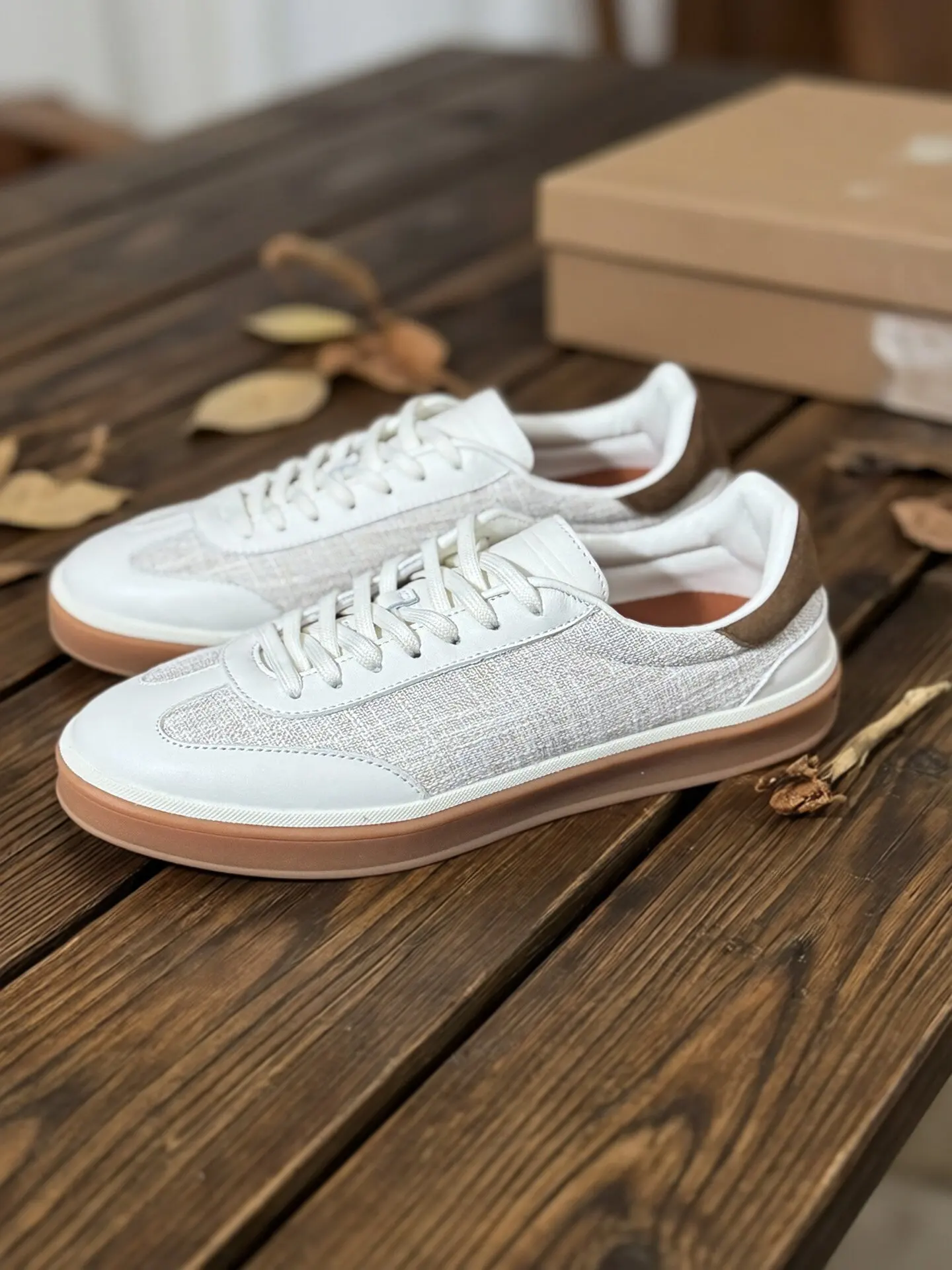 Summer Linen GAT Sneakers Vintage Old Money German Army Trainers White Genuine Leather Breathable Soft Casual Board Shoes
