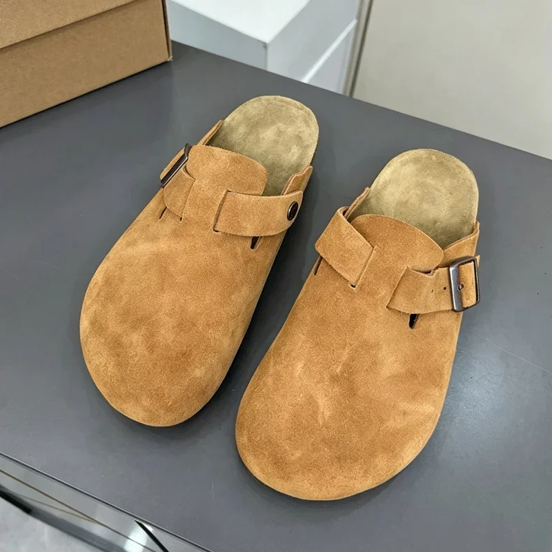 Premium Real Suede Leather Mule Clogs, All Gender Casual Footwear with Soft Cork Sole, Sizes 34 to 48 for Male & Female