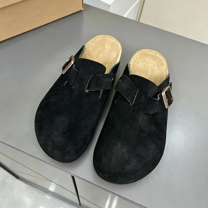 Premium Real Suede Leather Mule Clogs, All Gender Casual Footwear with Soft Cork Sole, Sizes 34 to 48 for Male & Female