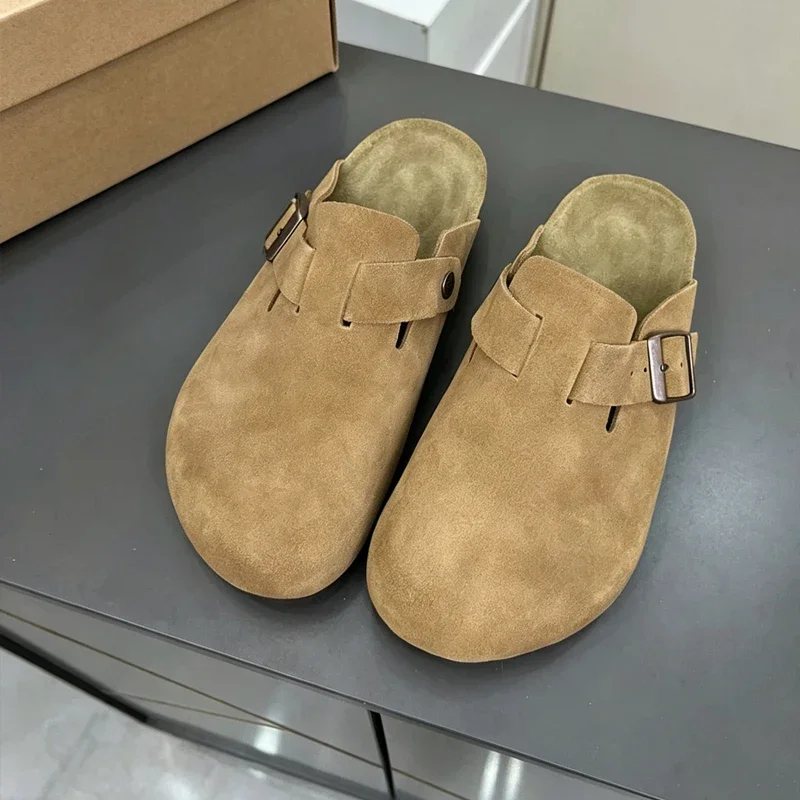 Premium Real Suede Leather Mule Clogs, All Gender Casual Footwear with Soft Cork Sole, Sizes 34 to 48 for Male & Female