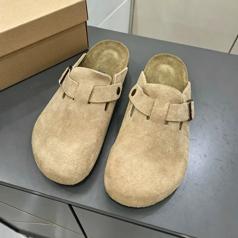 Premium Real Suede Leather Mule Clogs, All Gender Casual Footwear with Soft Cork Sole, Sizes 34 to 48 for Male & Female