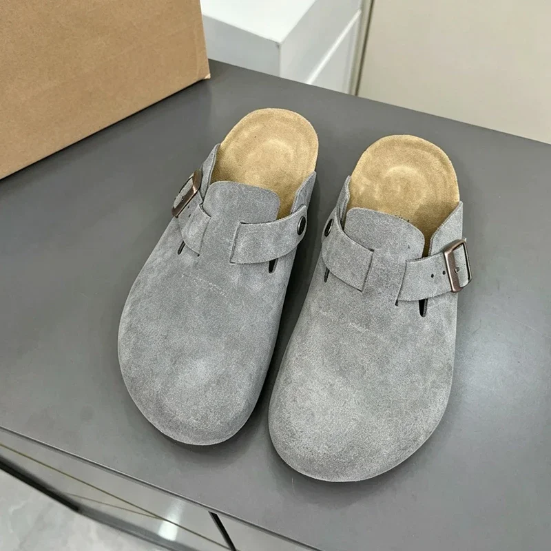 Premium Real Suede Leather Mule Clogs, All Gender Casual Footwear with Soft Cork Sole, Sizes 34 to 48 for Male & Female