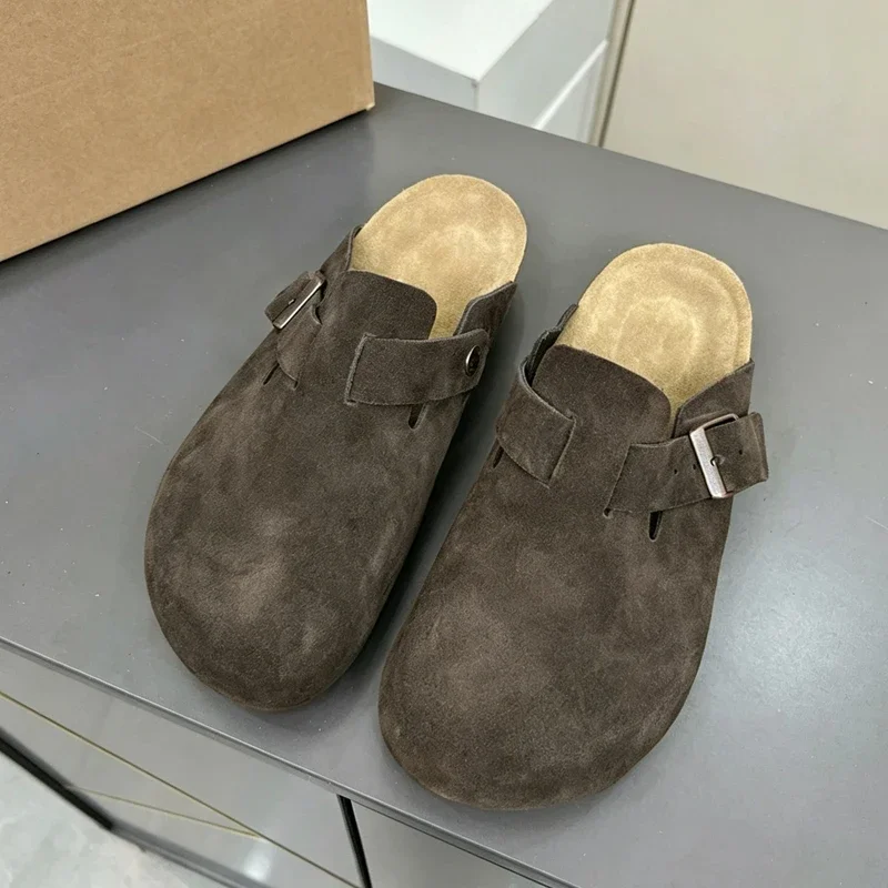 Premium Real Suede Leather Mule Clogs, All Gender Casual Footwear with Soft Cork Sole, Sizes 34 to 48 for Male & Female