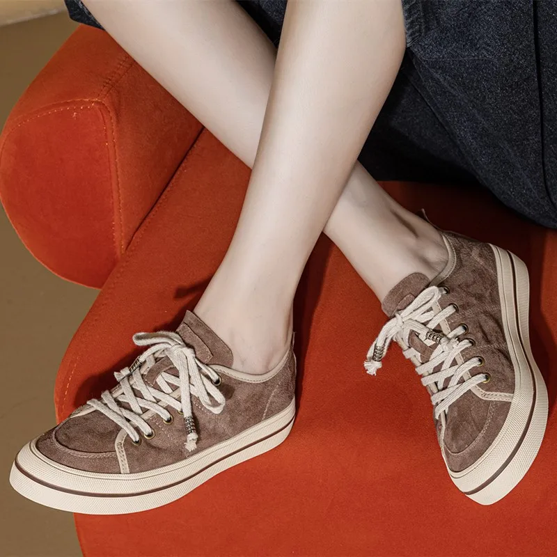 AIYUQI Genuine Leather Women Virtue Training Shoes 2026 Autumn New Platform Trainer Shoes Laces Breathable Sneakers For Women