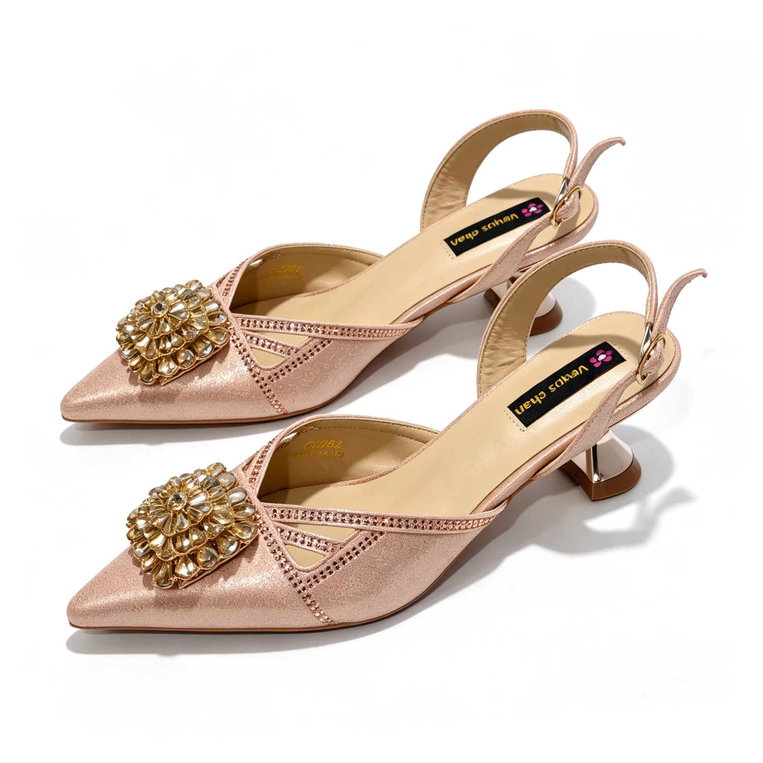 Elegant Italian Designer Women's Heel and Bag Set - Comfortable Red Shoes Adorned with Rhinestones for Parties